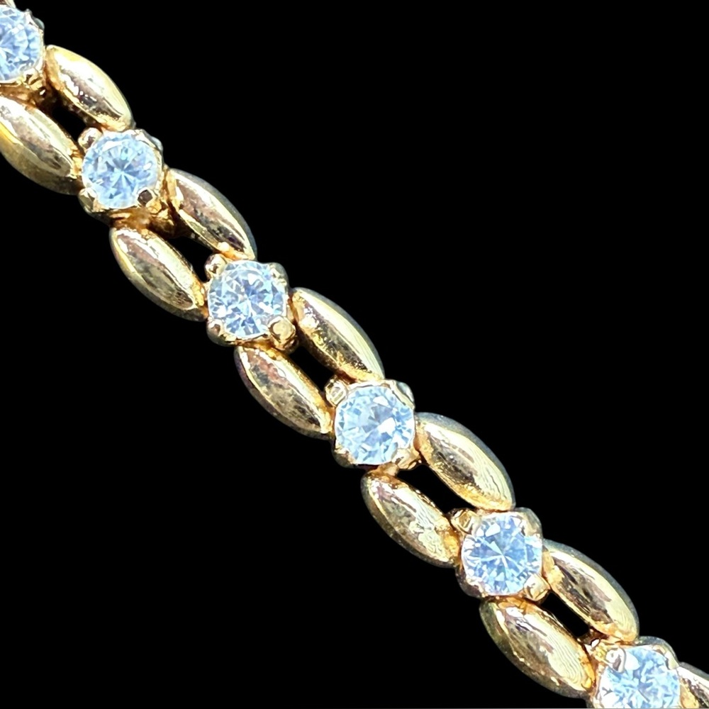 NWT VTG DAC Deborah Armstrong Gold Plated Moissanite Crystal Tennis Bracelet 8”
